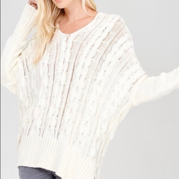 Cream Dolman Cable Oversized Knit Sweater - Picture 2 of 8